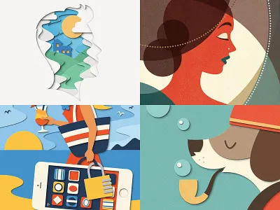 Top 4 of 2018 art design digital editorial illustration magazine paper art paper craft papercut people travel woman