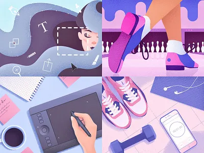 My Top 4 Shots from 2018 2018 blue girl grain illustration illustrator pink purple texture top4shots workout