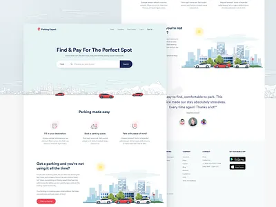 Parking Expert Homepage branding car clean design homepage design illustration interface landing minimal parking app ui ui ux design vector vishnu ccj website