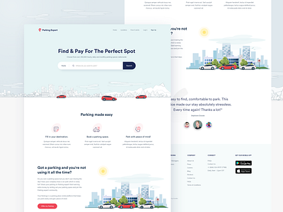 Parking Expert Homepage branding car clean design homepage design illustration interface landing minimal parking app ui ui ux design vector vishnu ccj website