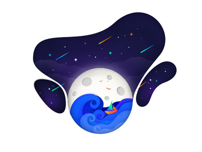 The Sea On The Moon galaxy illustration lost in space moon sea space vector