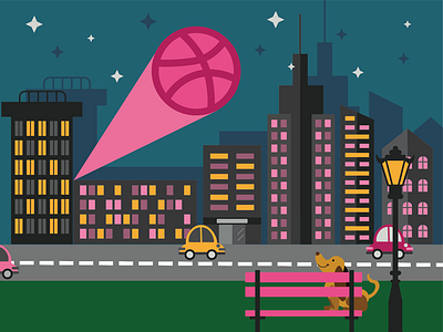 Hello Dribbble! debut shot first shot flat design hello dribbble illustration