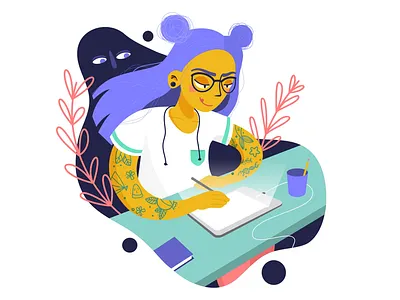 Selfie character design digital illustration vector