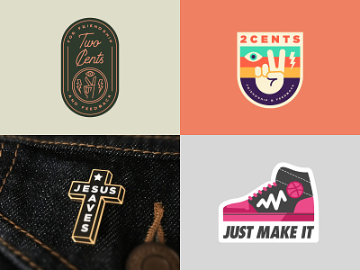 Top 4 of 2018 badge badge design cross enamel pin enamelpin illustration lapel pin logo patch shane harris sticker two cents