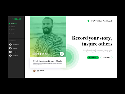 #Exploration - Podcast Homepage design exploration flat landingpage minimal podcast typography ui ux vector web