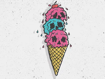 Ice Cream on Acid acid drawing hand drawn ice cream illustration illustrator skull texture vector