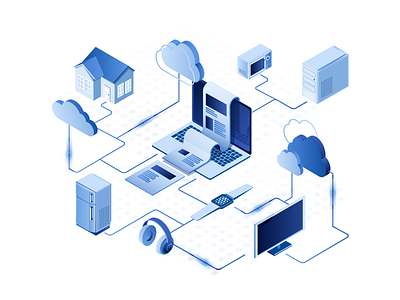 Smart Home illustration isometric monochrome screen smart home technology vector