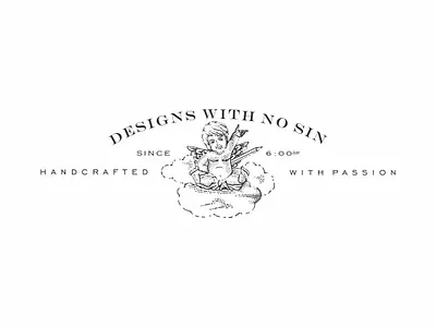 Personal angel branding clouds design drawing engraving etching hand drawn handmade identity illustration line art old school pencil scratchboard vector vintage