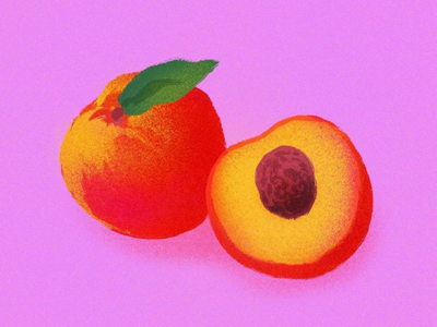 Peaches Illustration atlanta atlanta artist atlanta designer atlanta illustrator bright colors design food and beverage food and drink food illustration freelance designer freelance illustrator fruit fruit illustration georgia peach hand drawn illustration peach peaches procreate restaurant branding