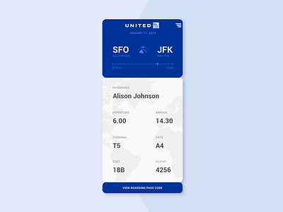 Daily UI Challenge 024 - Boarding Pass app boarding challenge daily daily ui dailyui day24 ui united