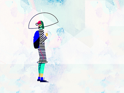 Rain artwork characer digital girl glasses illustration illustrator layout rain umbrella vector vectorart wetter