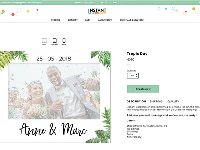 Instantcelebration.com branding clean design front end design magento productpage ux ui