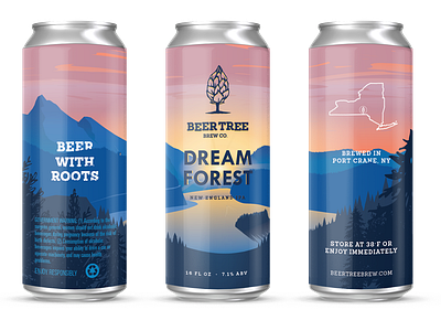 Beer Tree Brew Co - Dream Forest beer brewery can forest new york scene sunrise woods