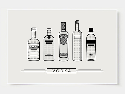 Vodka - Bar Poster alcohol bar posters black and white bottles cocktail flat design illustration ink casket line illustration minimal art minimal art prints minimalist poster print vodka wall art wall posters