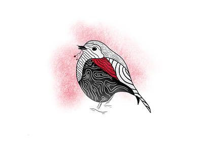 Red Robin berries bird christmas pattern robin