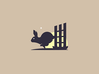 Lapin abstract animal editorial illustration farm fiver hazel illustration logo moon rabbit run running shadow vector watership down