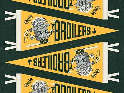 Charley Pennant branding football grill illustration mascot pennant retro sports texture typography vintage