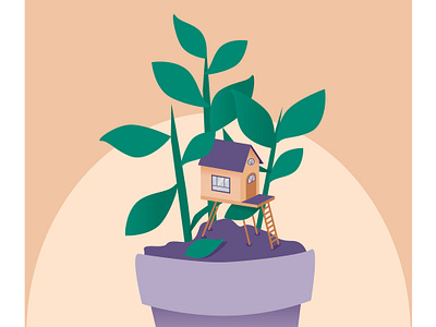 House Plant House drawing flat illustration vector