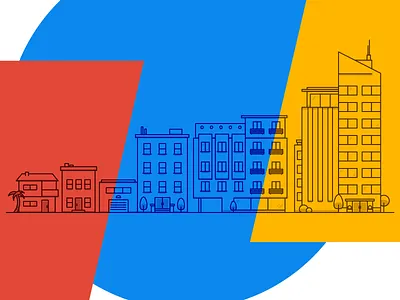 For businesses large and small. building house icons line art skyline skyscraper vector