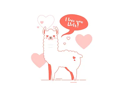 Llama loves you ^^ animal card cartoon cute design heart i love you illustration kawaii line art living coral livingcoral llama llamas llots love pink valentine day white