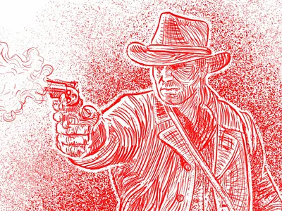 Arthur Morgan arthurmorgan illustration lineart pistol rdr2 reddeadredemption2
