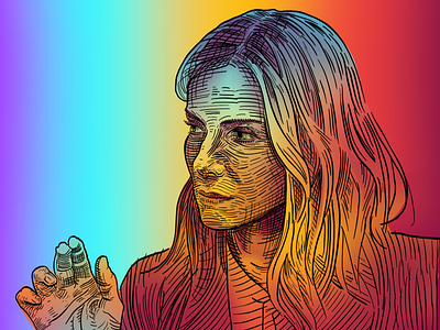 Sandra Bullock actress birdbox gradient lineart portrait procreate sandra bullock