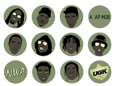 Rap Icons blog graphic custom design hip hop icon icon set illustration music art portrait illustration rappers