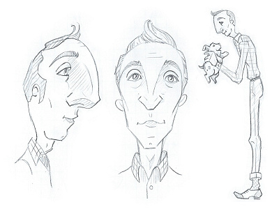 Character Study - Roger big nose character character design character study male man middle aged old fashioned puppy sketch skinny tall