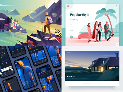 2018 Top4 app black illustration top4 travel ui