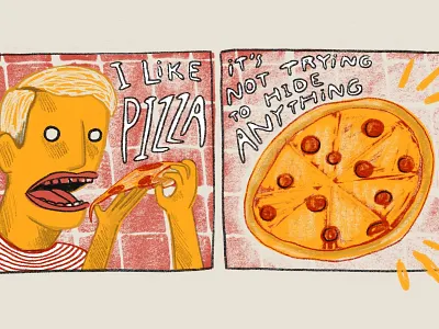 Pizza Hides Nothing comic digital illustration drawing food food and beverage illustration pizza restaraunt