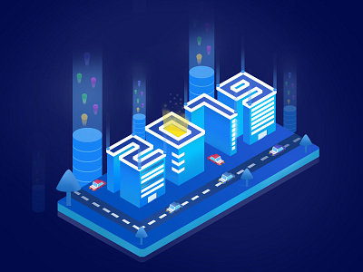 2019场景2.5D等距图，希望朋友们能够喜欢 2.5d 2019 场景 新年 时间 等距图 轴测图