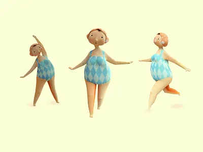 Swimmer, character design 3d character lowpoly running stretching swimmer