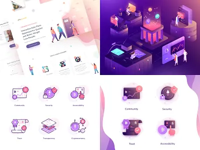 Paperpillar Top 4 2018 character gradient icons illustration landing page website