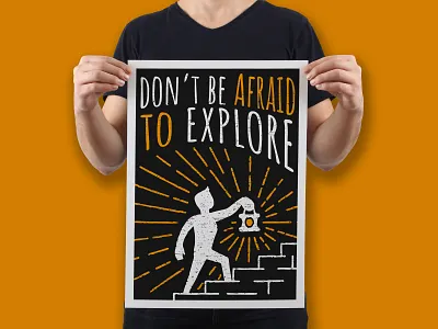 Explore design explore lamp poster textured typography yellow yellow design