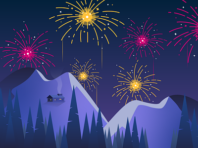 New Year illustration 2019 artwork bank design firework gradient happy illustration landscape modern new year night snow