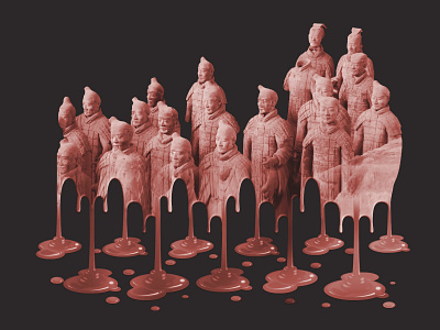 Melting Terracotta Soldiers action actions brown design graphic design graphic art illustration melt meltdown melted melting melting picture photoshop photoshop action sculpting sculptures terracotta