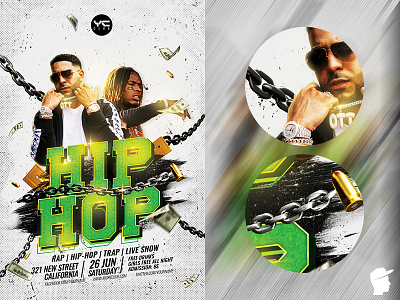 Hip Hop Party 2019 Flyer Template daminda graffiti green grunge hip hop hiphop flyer logo mc money music night nwa party psd psdflyer rap rap flyer rapper step up style