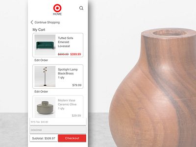 Target Shopping Cart Concept app branding card cart checkout daily 100 challenge daily ui flat mobile mobile app design order product shopping shopping app shopping card shopping cart sketch target ui