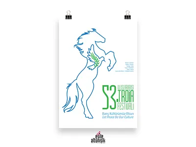 53rd International Troia Festival Poster Competition bird design horse illustration line peace poster troia vector