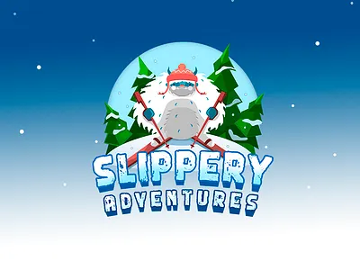 Slippery Adventures adventures game hero gamelogo logo logo lowpoly logo2d logovector mobile game personage snow winter yety