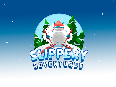 Slippery Adventures adventures game hero gamelogo logo logo lowpoly logo2d logovector mobile game personage snow winter yety