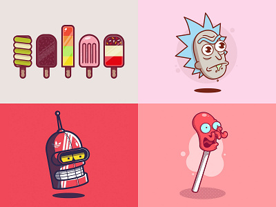 2018 Top 4! cartoon character design futurama icon illustration movie rick and morty texture tv vector