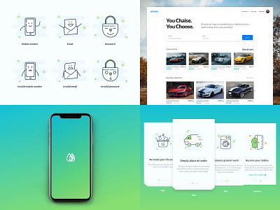 2018 app car design gif illustration interaction laundry mobile uchaise washywash