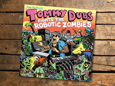 Tommy Dubs Fights the Robotic Zombies Album Cover album art illustration typography