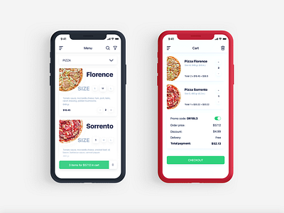 Pizza order design add to cart adobe basket clean app design delivery app ecommerce food app ui ios iosapp iphone xs iphone xs mockup menu design minimalistic design mobile app mobile design ordering photoshop pizza menu ui ux