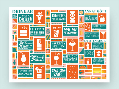 Bar Flamingo drink menu art deco bar boxed cocktail cocktails flamingo masonry menu summer tropical typography