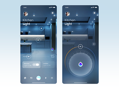 3D light switch UI 3d ai animation branding c4d control illustration kitchen knob light motion smarthome swipe switch ui ux voice