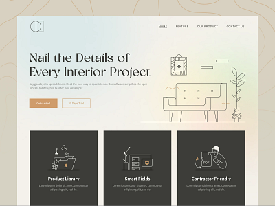 Interior Website app application architect branding building design elegant home illustration interior line luxury product project room sofa spec ui vector website