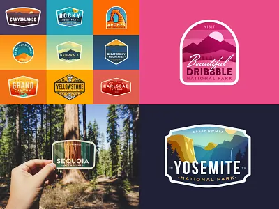 Top 4 of 2018 badges dribbble logo national park nature sequoia top 4 tree yosemite