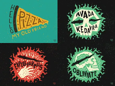 Rupert Beard Top 4 in 2018 design drawn fantasy fantasy art grunge hand drawn illustration lettering pizza skull texture type typography